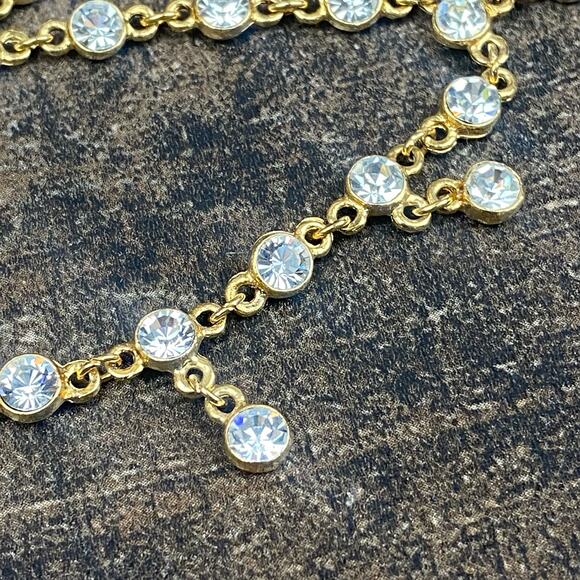 Jessica McClinton Gold Toned Dainty Crystal Necklace and Drop Dangle Earrings - Picture 3 of 9